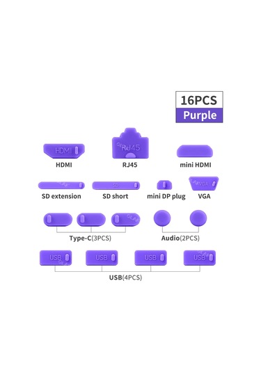 Turktrove 16 Adet Renkli Silikon Fiş Kapağı - Toz Geçirmez Dizüstü Bilgisayar Koruyucu Green
