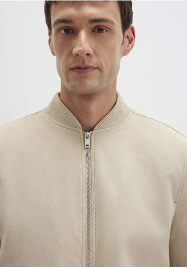 Mavi - Bej Suni Deri Ceket 0110639-70186 Bej