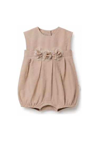 Babyhola Pileli Bayramlık Kız Bebek Tulum 12825 Kahverengi
