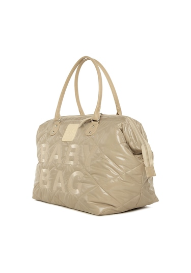 Bagmori Baby Bag Nakışlı Puf Şişme Anne Bebek Bakım Çanta Vizon