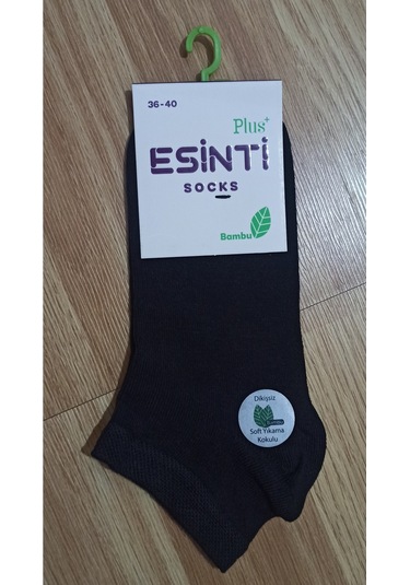 Esinti Bayan 12 Adet Tek Renk Bambu Dikişsiz Patik Çorap Siyah