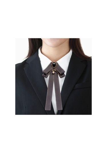 Homyl Şerit Papyon Broş Boyun Kravat Kokteyller Parti Mezuniyet Gri