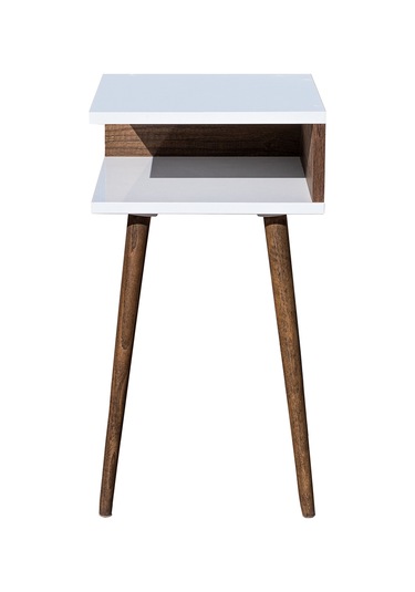 Eymen Ahşap Ayaklı Yan Sehpa Köşe Sehpa Beyaz-barok