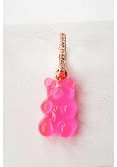 TEKLİ PEMBE JELİBON GÜMÜŞ KÜPE-5257