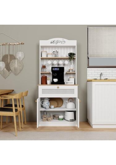 Lucas 2 Kapaklı Çekmeceli Pvc Hasır Desen Kahve Köşesi & Çok Amaçlı Mutfak Dolabı-açık Ceviz & Beyaz Beyaz - Açık Ceviz Lucas 2 Kapaklı Çekmeceli Pvc Hasır Desen Kahve Köşesi & Çok Amaçlı Mutfak Dolabı-açık Ceviz & Beyaz Beyaz - Açık Ceviz