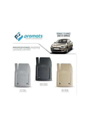 Renault Fluence 2009 Sonrası Oto Paspas Profesyonel 4d Bej