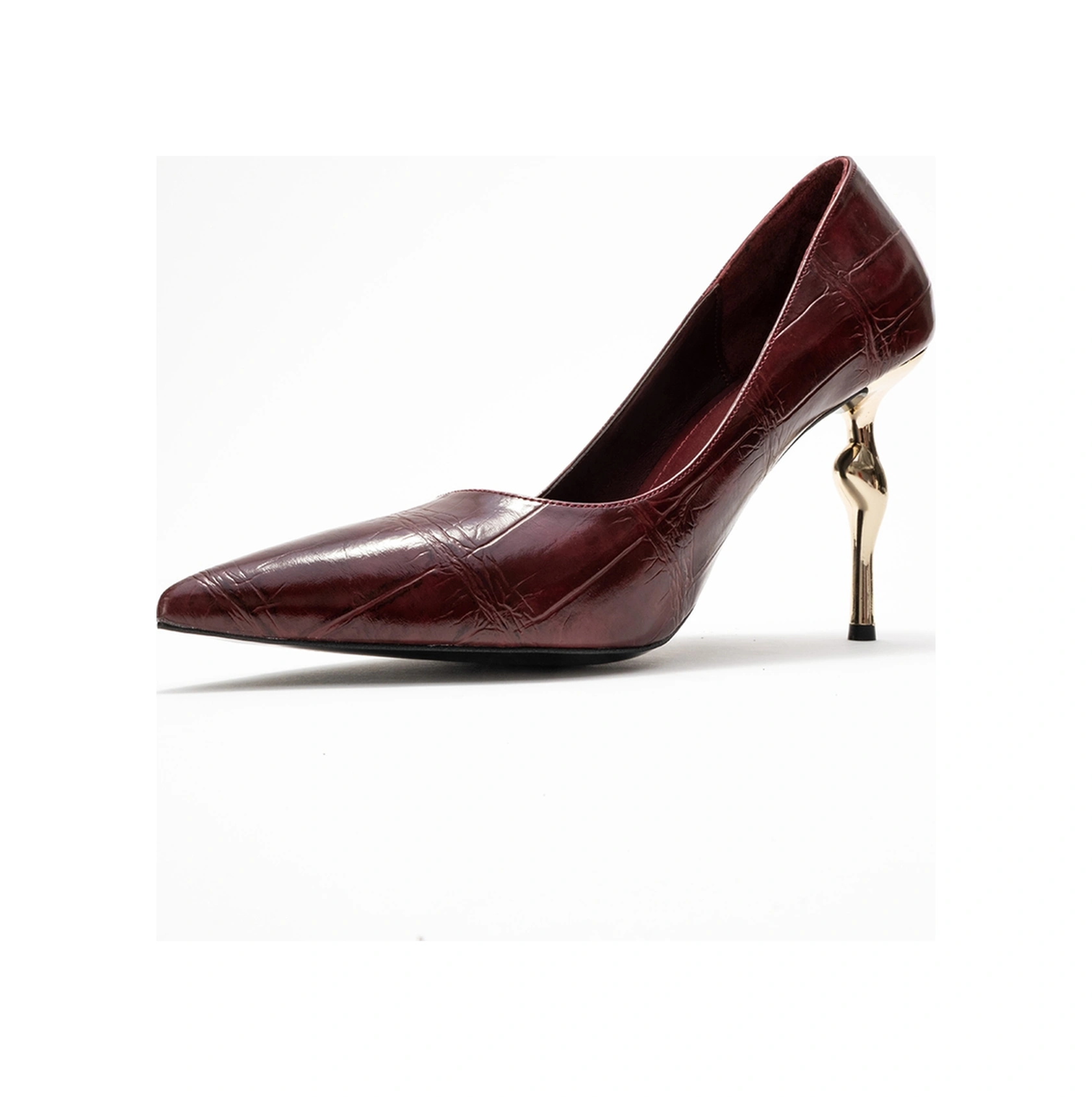 Hudson Bordo Baskı Kadın Topuklu Ayakkabı Bordo