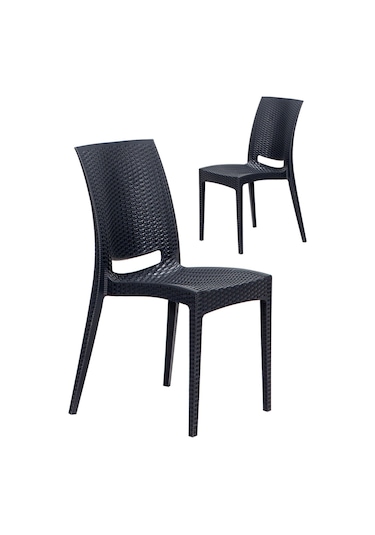 2 Adet Rattan Antrasit Sandalye / Balkon-bahçe-teras Antrasit