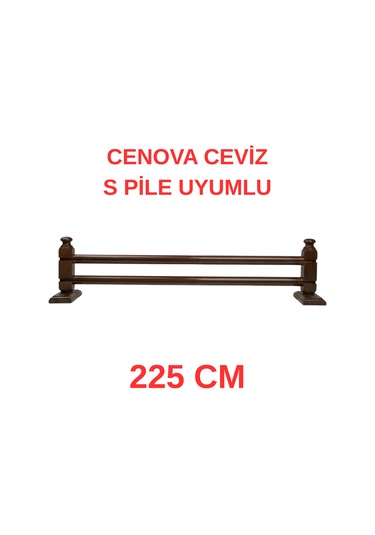 Cenova S Pile Ve Perde Düğmesi Uyumlu Çetray Çift Raylı Modern Ahşap Rustik Ceviz 225 Cm Ceviz