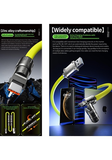 Wk Wdc-77 Convertible 3 İn 1 240w Ultra Hızlı Şarj Gerçek Silikon Veri Kablosu, Arayüz: 1'de 6 Gri