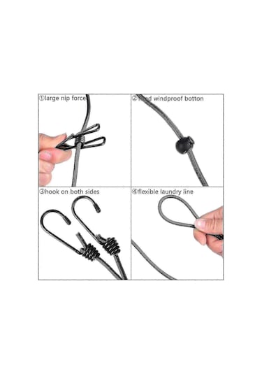 Ganzhoushop 12 Klipsli Paket Çamaşır İpi Taşınabilir Çamaşır Askısı Çamaşır İpi Seyahat Kamp Aletleri Seyahat Tatil Açık Hava Aksesuarları Kamp Çamaşır İpi, 2 Kişilik Çok Renkli