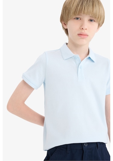 Defacto Erkek Çocuk Polo Yaka Basic Düz Pike Tişört K1689a625aube773 Mavi