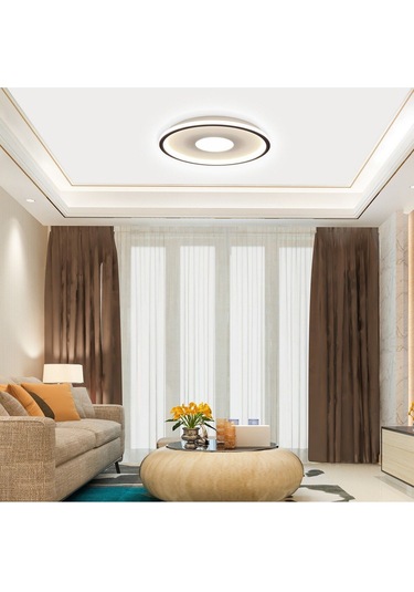 Tavan Led Avize Plafonia Orta Işıklı 60cm Siyah - Sarı