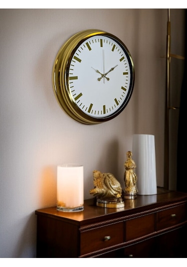Büro Ev Ofis Hediyesi İçin 40cm Golden Trend Prestij Duvar Saati Diğer 07802597