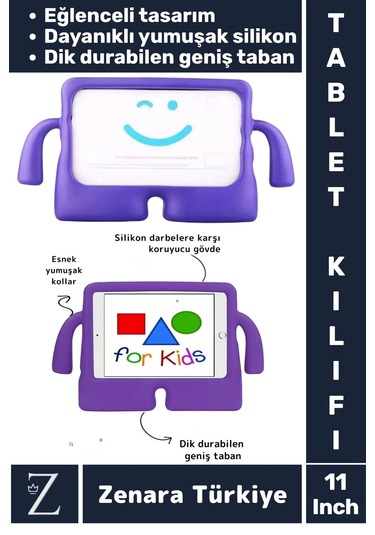 Samsung Uyumlu Geniş Tabanlı Yumuşak Tutacaklı Tam Koruma Silikon Çocuk Tablet Kılıfı 11 Inch Kılıf