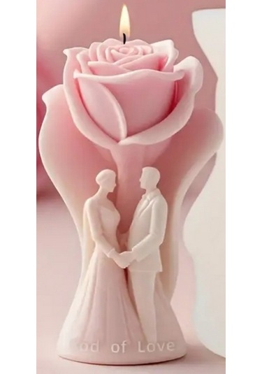 Kokulu Doğal Romantik Aşıklar Görünümlü Yeşil Renk Dekoratif Mum Açık Yeşil