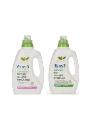 Ecos3 Organik Sıvı Çamaşır Deterjanı 750 ML + Ecos3 Bitkisel Çamaşır Yumuşatıcısı 750 ML