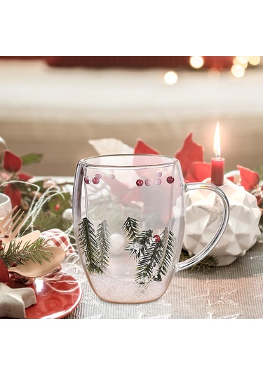 Suntek Noel Cam Kahve Kupa 350 Ml Çay Süt Kupası Doğum Günü