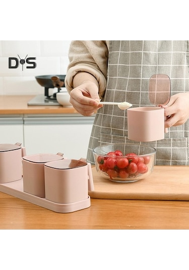 Createtech Malzeme: Mavi, Model: Sw Çeşni Kavanozları, Tuz Ve Baharat Kapları, Baharat Saklama Kutuları, Kaşıklı Set C Mavi