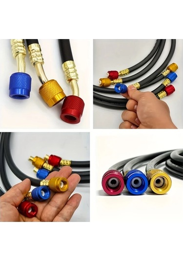 Dashanshop 3 Parça R410a R134a R32 Soğutucu Şarj Hortumu Seti B 1 1.5 2 3 Metre Hvac