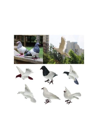 Suntek Yapay Tüylü Güvercin Kuş Yard Heykelcik Dekor Kuş 1