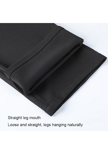 Sones Erkek Yaz İnce Günlük Pantolon Takım Pantolon Bol Düz Streç Soğuk İpek Pantolon Siyah