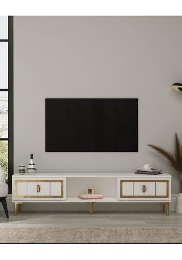 Orionct Tv Sehpası Beyaz-altın Beyaz-altın