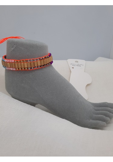 Glamglamour Ahşap Boncuk Dokuma Kadın Halhal