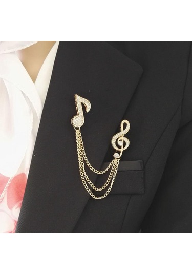 Unisex Yapay Elmas Broşlar Çinko Alaşımlı Atkı İğneleri Klips Moda Müzik Notaları Broş Erkek Kadın Gümüş