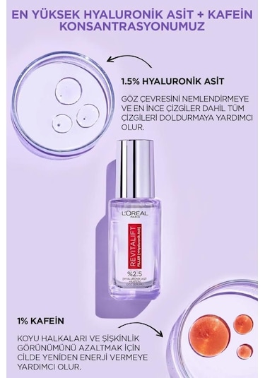 L'Oréal Paris Revitalift Filler Dolgunlaştırıcı Tonik 200 ML + Koyu Halka Karşıtı Aydınlatıcı Göz Serumu 30 ML