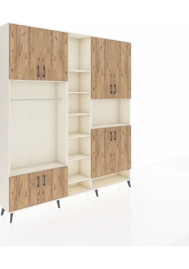 Arges Dolap 18 Raflı 8 Kapaklı Tek Askılı 220x30x243 Aytaşı-çam/aytaşı Atlas Çam/aytası