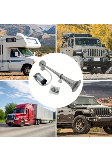 Xuweiwei 1 Adet Süper Yüksek Sesli Araba Kornaları Karavan Çanı Otomatik Aksesuar Dıy Kiti Evrensel Uyumluluk Dayanıklı Krom Kaplama Kolay Kurulum