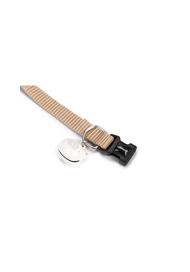 Hnrlıshp Beeztees Kedi Boyun Tasması, Zilli, Bej, 20-30cm
