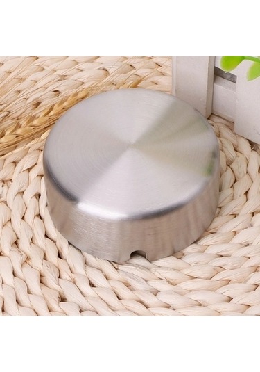 Ulzyvf Yuvarlak Üstü Taşınabilir Tablası Sigara Paslanmaz Küllük Kül İçin Gümüş Çelik Ku