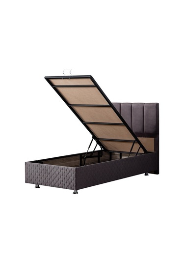 Setaymobilya Baza, Tetra Antrasit Tek Kişilik Baza + Başlık + Deluxe Yatak