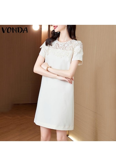 Vonda Zarif Kadın Ekleme Dantel Kısa Elbise Siyah