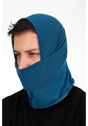 Erkek 4 Fonksiyonlu Koruyucu Pamuklu, Esnek, Terletmez, Bandana, Boyunluk, Maske - Tek Ebat / Mavi Mavi