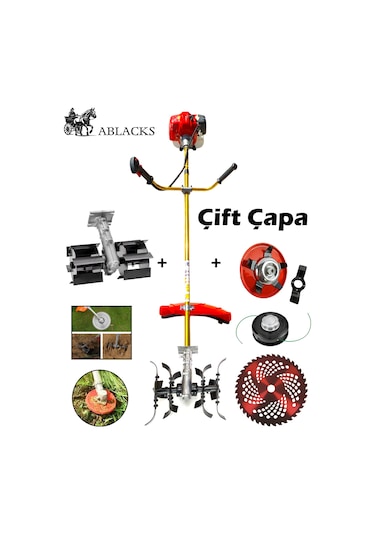 Ablacks C-52 Yan Tırpan + Toprak Çapalama Aparatı + Toprak Karıştırıcı 2 Adet Çapa