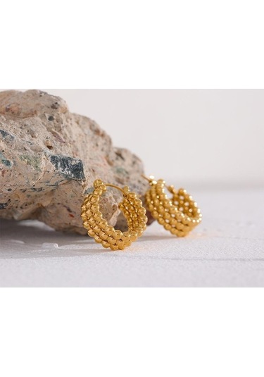 Novahub Altın Geometrik Paslanmaz Çelik Boncuk Küpe Kadınlar İçin Yepyeni Altın