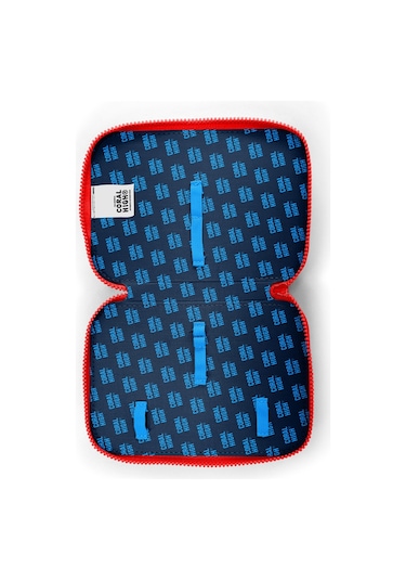 Coral High Kids Renkli Blok Desenli Çift Katlı Kalem Çanta 11157 Kırmızı