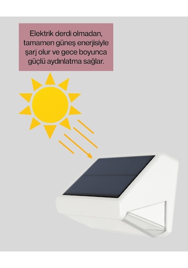 Güneş Enerjili 3 Modlu Duvar Apliği - Bahçe Ve Garaj Aydınlatması Renkli