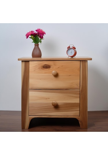 İskandinav Tasarımlı Doğal Ahşap 2 Çekmeceli Komodin 1. Sınıf Mas