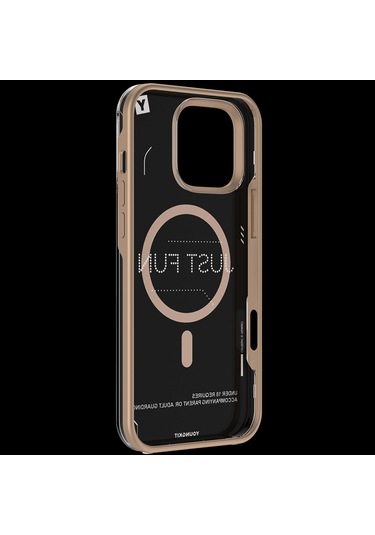İphone Uyumlu 16 Pro Kılıf Magsafe Şarj Özellikli Çıkarılabilir Arka Yüzeyli Youngkit Mecha Desert Gold