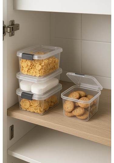 4 Lü Şeffaf Saklama Kutusu & Düzenleme Kutusu 3,2 Lt Şeffaf