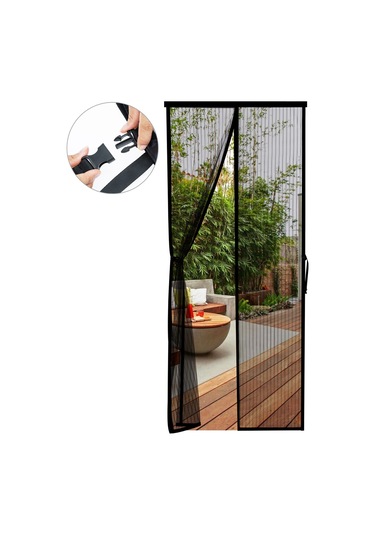 Hfambition Siyah Manyetik Pencere Perdeği - Otomatik Kapanır, Sessiz, Haşere Engeli, Hava Akışı Sağlar, Kolay Kurulum 120x240 Cm