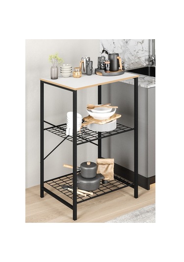 Çok Amaçlı Mutfak Rafı Bangosu Masa Dar Beyaz 1443