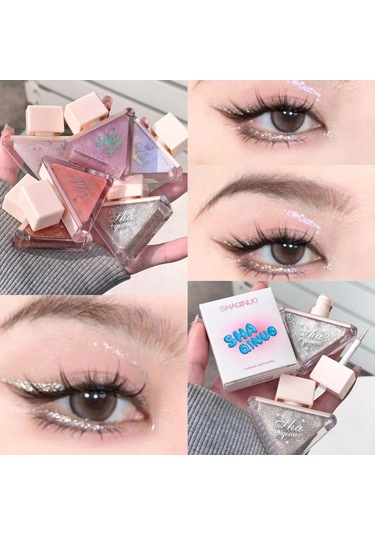 Elmas Köpüklü Sıvı Göz Farı Sedefli Pembe Tek Renkli Glitter Göz Farı Su 02 6.5ml 01