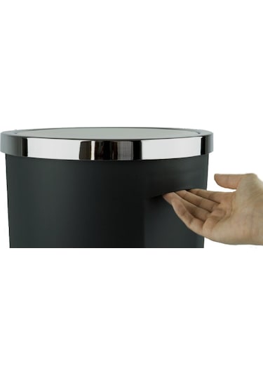 Primanova Lenox Plastik Döner Kapaklı Çöp Kovası 35 LT Siyah