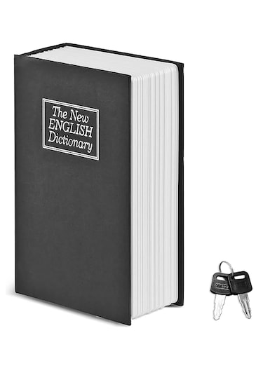 Kitap Görünümlü Altın Saklama Anahtarlı Çelik Mini Kasa Müchevher