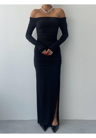 S-pazarım Vasco Madonna Drapeli Elbise Siyah